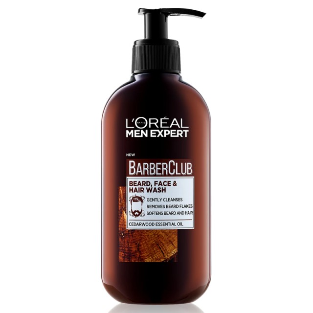 Loreal Paris Men Εxpert Barber Club, Καθαρισμός 3 σε 1 για Πρόσωπο, Μούσια & Μαλλιά, 200ml