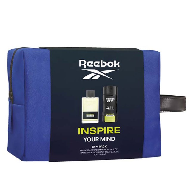 Reebok Ανδρικό Σετ Δώρου Inspire Your Mind, Eau De Toilette 100ml & Shower Gel 250ml & Nεσεσέρ.