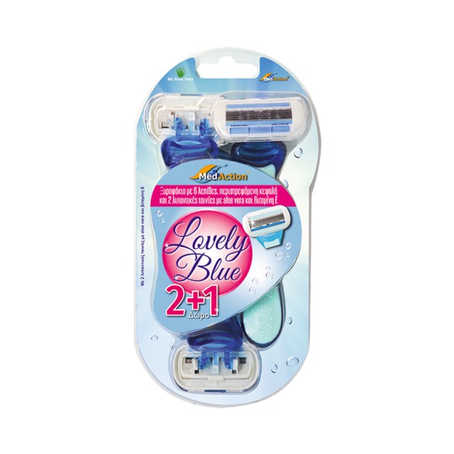 Ξυραφάκια Medaction Lovely Blue 2+1δώρο 6λέπιδα 2xΠροστασία