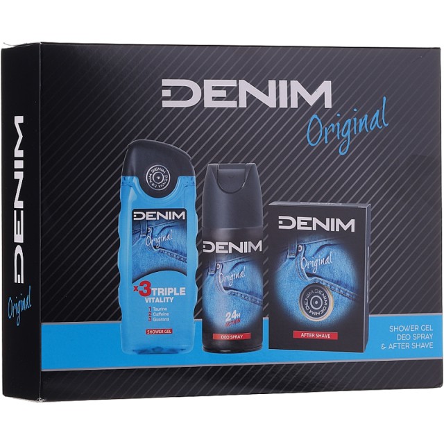 Denim Original Ανδρικό Σετ Δώρου με Αποσμητικό EDT Deospray 150ml, Shower Gel 250ml & Aftershave Lotion 100ml, 3τεμ.