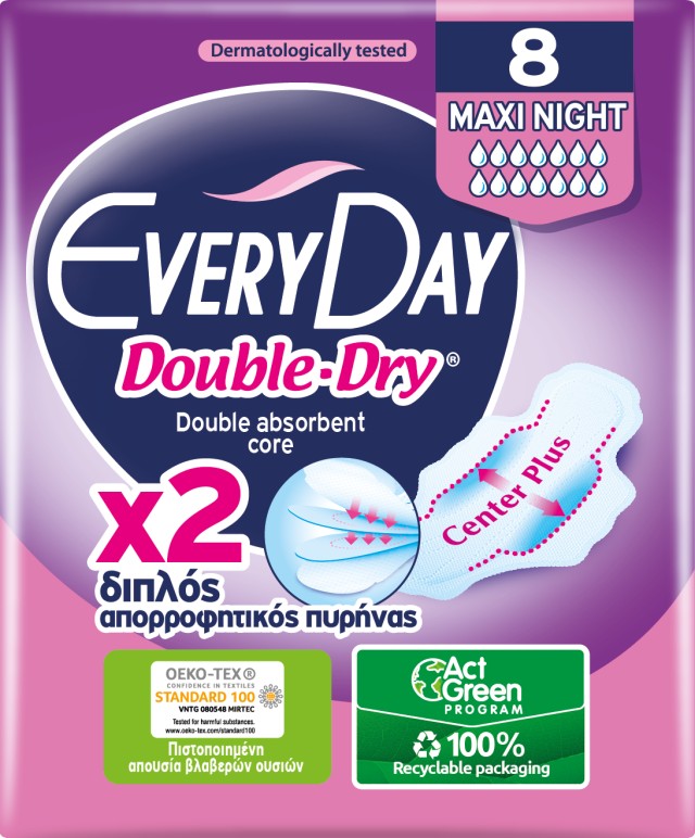 Every Day Σερβιέτες Hyperdry Double Dry Ultra Plus Maxi Night 8 τεμ.