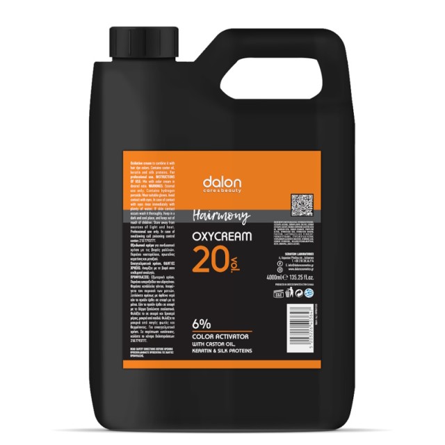 Dalon Hairmony Oxycream 20º 6% Vol., Οξυζενέ με Καστορέλαιο & Πρωτεΐνες Κερατίνης & Μεταξιού, 4000ml