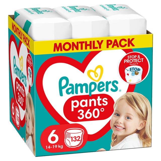 Pampers Pants Πάνα-βρακάκι No6 (14kg - 19kg) - 132τμχ MONTHLY PACK
