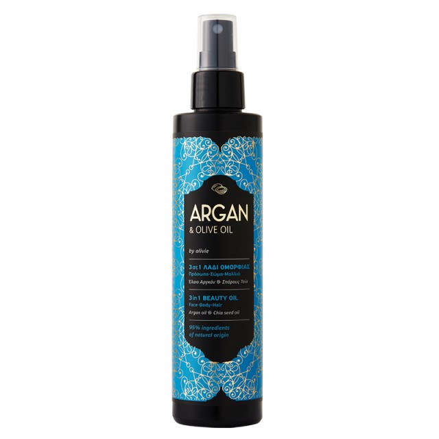 Argan & Olive Oil by Olivie 3 σε 1 Λάδι Ομορφιάς για Πρόσωπο, Σώμα & Μαλλιά με Έλαιο Αργκάν & Σπόρους Τσία, 200ml