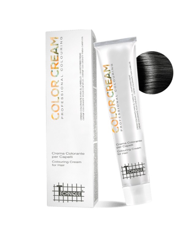 Technique Color Cream Natural Shades, Μόνιμη Βαφή σε Σωληνάριο, 100ml - Μαύρο 1