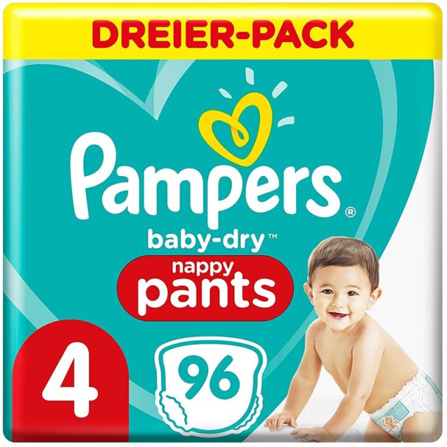 Pampers Pants, Πάνες Βρακάκι Μέγεθος Νο4 (9-13kg), Maxi Pack, 96 τεμ. ( 0.20 €/τεμ )