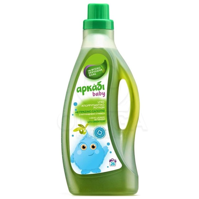 Αρκάδι Baby Πράσινο Σαπούνι, Βρεφικό Υγρό Απορρυπαντικό Ρούχων με Πράσινο Σαπούνι & Φυσικό Εκχύλισμα Ελιάς 26μεζ 1,575lt