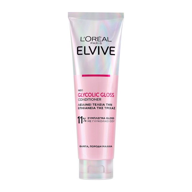 LOreal Paris Elvive Glycolic Gloss Conditioner Μαλακτική Κρέμα για Λάμψη & Λείανση Μαλλιών, 150ml