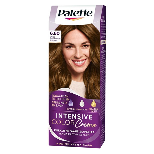 Schwarzkopf Palette Intensive Color Creme Μόνιμη Κρέμα Βαφή Μαλλιών No 6.60 Ξανθό Σκούρο Χρυσό Σοκολατί, 1τμχ