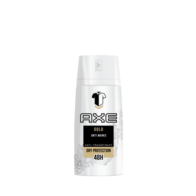 Axe Αντιιδρωτικό Gold Anti Marks Anti Traces, Ανδρικό Αποσμητικό Σπρέι, 150ml