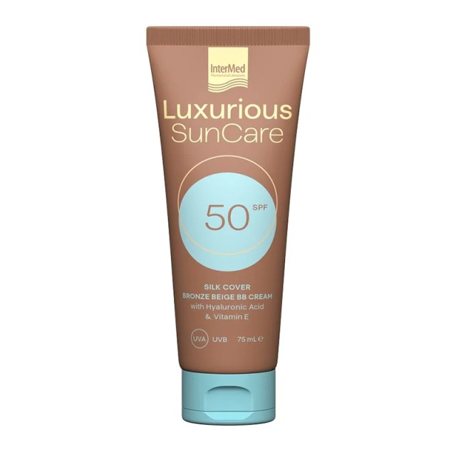 Luxurious Sun Care Silk Cover BB Cream With Hyaluronic Acid SPF50 Bronze, Αντηλιακή Κρέμα Προσώπου με Χρώμα, 75ml