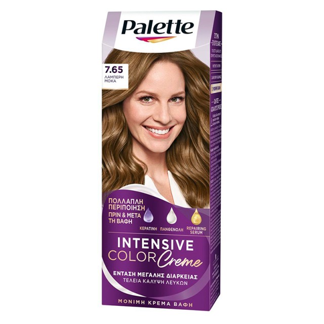 Schwarzkopf Palette Intensive Color Creme Μόνιμη Κρέμα Βαφή Μαλλιών No 7.65 Λαμπερή Μόκα, 1τμχ