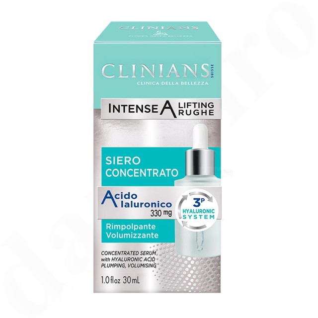 Clinians Intense A Lifting Concentrate Serum With Hyaluronic Acid, Αντιρυτιδικός Ορός με Υψηλή Περιεκτικότητα Υαλουρονικού Οξέος για Επαναφορά Όγκου, Σφριγηλότητας & Ενυδάτωσης στην επιδερμίδα, 30ml