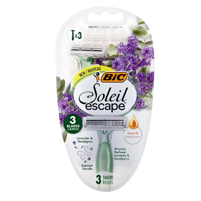 Bic Soleil Escape Λεβάντα & Ευκάλυπτος Γυναικεία Ξυραφάκια Μιας Χρήσης, 3τεμ