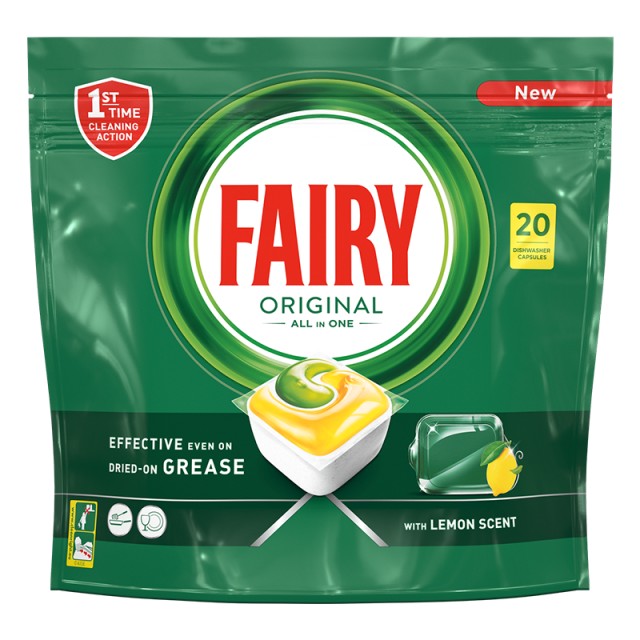 Fairy Original Lemon Scent, Κάψουλες Πλυντηρίου Πιάτων 20τμχ