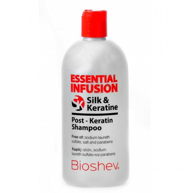 Bioshev Essential Infusion Post-Keratin Shampoo Silk and Keratine, Σαμπουάν Aναδόμησης με Κερατίνη & Μετάξι, 500ml