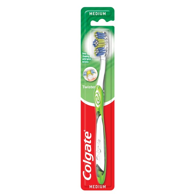 Colgate Twister White Μέτρια, Οδοντόβουρτσα με Καπάκι, 1τμχ (διάφορα χρώματα)