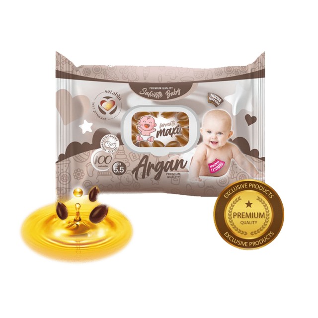 Setablu Premium with Argan, Μωρομάντηλα με καπάκι, 100τμχ