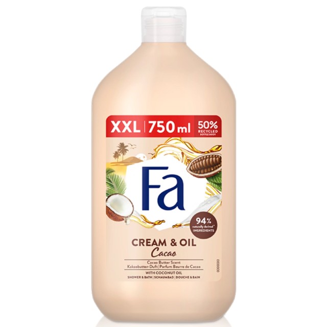 Fa Cream & Oil Cacao Butter Cream Bath, Αφρόλουτρο, 750ml