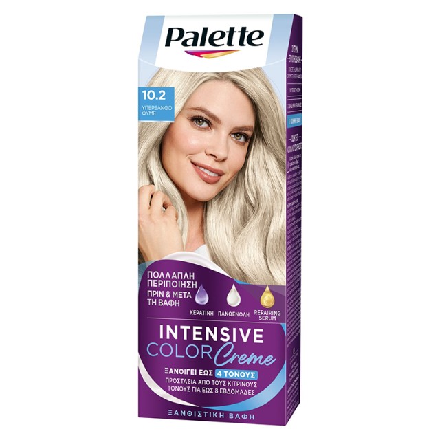 Schwarzkopf Palette Intensive Color Creme Μόνιμη Κρέμα Βαφή Μαλλιών No 10.2 Υπέρξανθο Φυμέ, 1τμχ