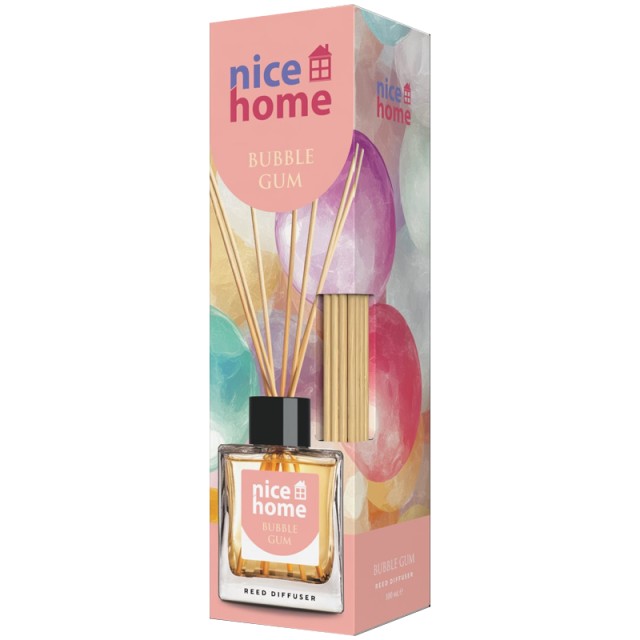 Nice Home Reed Diffuser Bubble Gum Αρωματικά Στικς Χώρου 100ml