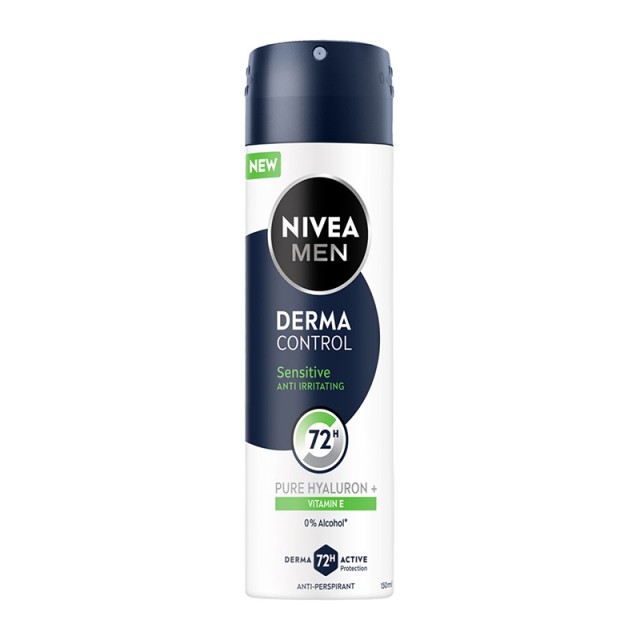 Nivea Men Derma Control Sensitive Deo Spray, Ανδρικό Αποσμητικό Σπρέι για Ευαίσθητη Επιδερμίδα, 150ml