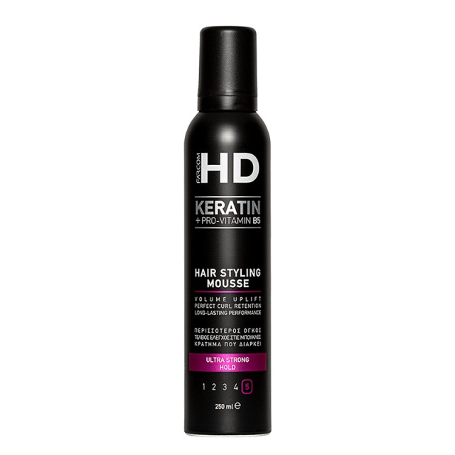 HD Keratin & Provitamin B5 Styling Mousse Ultra Strong Hold, Αφρός Μαλλιών για Δυνατό Κράτημα, Όγκο & Τέλειο έλεγχο στις Μπούκλες 250ml