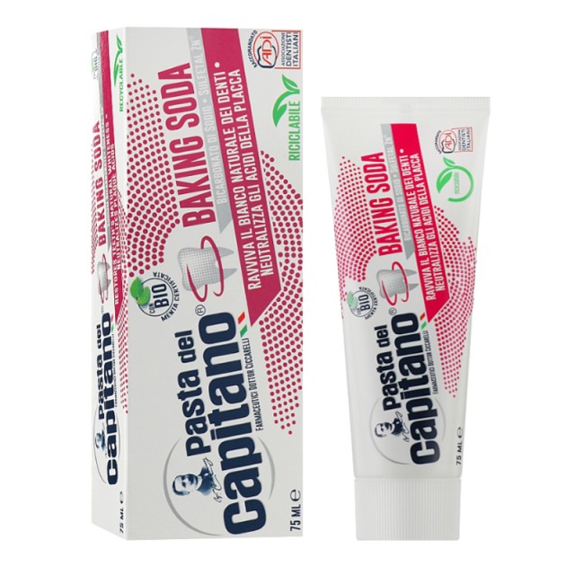 Pasta Del Capitano Βio Toothpaste Baking Soda, Oδοντόκρεμα με Λευκαντική Δράση, 75ml