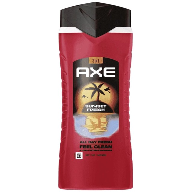 Axe Sunset Fresh Shower Gel, All Day 3in1 Body, Face & Hair Wash Ενυδατικό Αφρόλουτρο Προσώπου, Σώματος & Μαλλιών για Άνδρες, 400ml