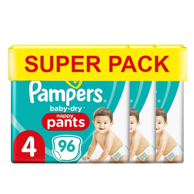 Pampers Pants, Πάνες Βρακάκι Μέγεθος Νο4 (9-13kg), Super Pack (3x96τμχ), 288 τεμ. ( 0.19 €/τεμ )