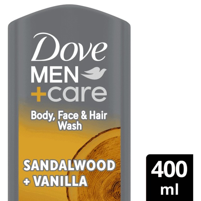 Dove Men + Care Shower Gel Sandalwood & Vanilla, Ανδρικό Αφρόλουτρο, 400ml