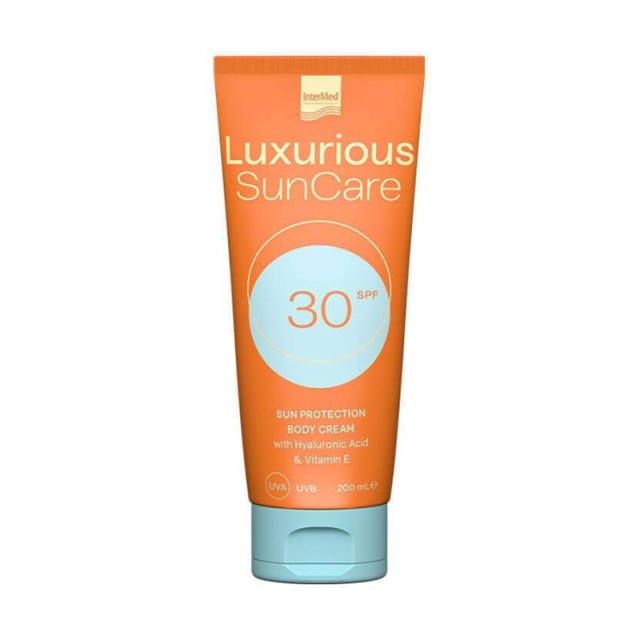 Intermed Luxurious Sun Care Body Cream SPF30, Αντηλιακή Kρέμα Σώματος με Υαλουρονικό οξύ & βιταμίνη Ε, 200ml