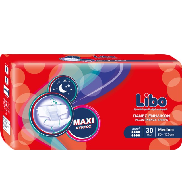 Libo Πάνες Ακράτειας Libo, Σειρά Maxi Soft Νυκτός, No2 Medium, 30τεμ.