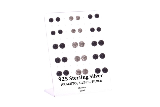 Ro Accessories Σκουλαρίκι αυτιού Ασήμι 925 6/8 mm Δισκόμπαλα Rhodium plated