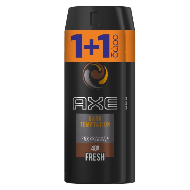 Axe Dark Temptation Deo Spray, Αποσμητικό Σπρέι 2x150ml 1+1 ΔΩΡΟ