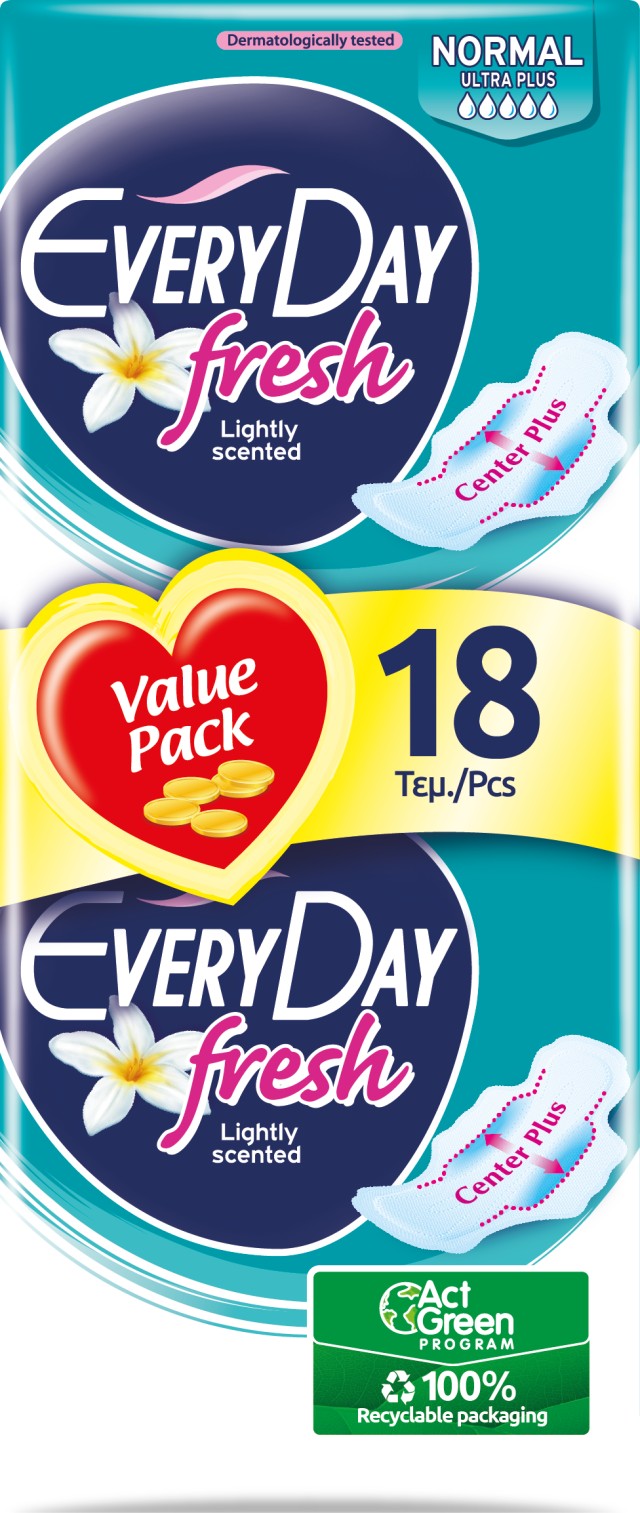 Every Day Σερβιέτες Fresh NORMAL Ultra Plus Value Pack 18 τεμ.