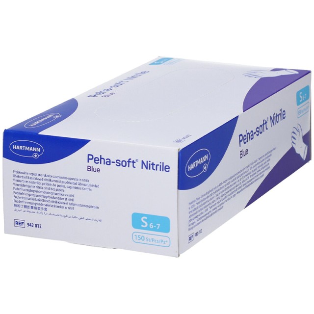 Peha-soft Nitrile Blue No Small, Γάντια Νιτριλίου Μπλε Μίας Χρήσης Χωρίς Πούδρα - Συσκευασία 150 τεμαχίων