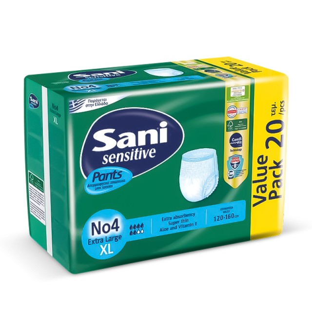 Sani Sensitive Pants XL No4 Ελαστικό Εσώρουχο Ακράτειας 20τμχ