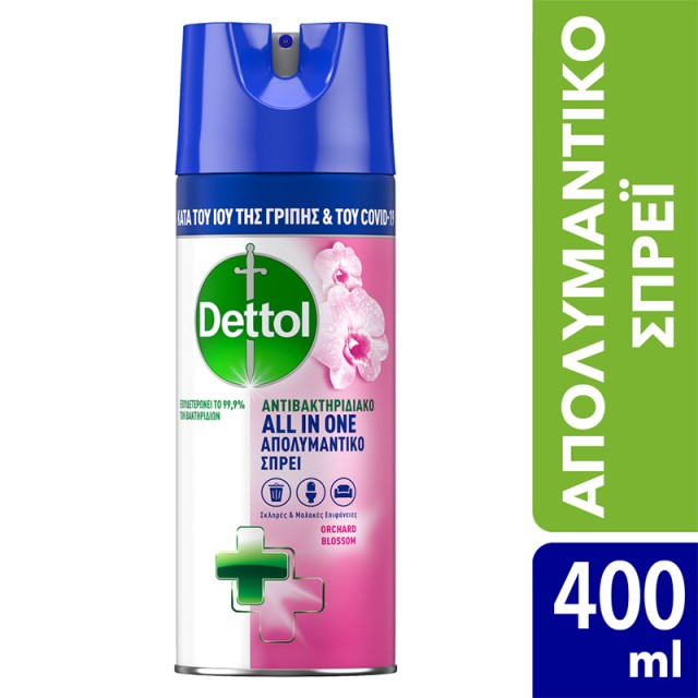 Dettol  All in One Orchard Blossom, Αντιβακτηριδιακό Απολυμαντικό Σπρέι 400ml