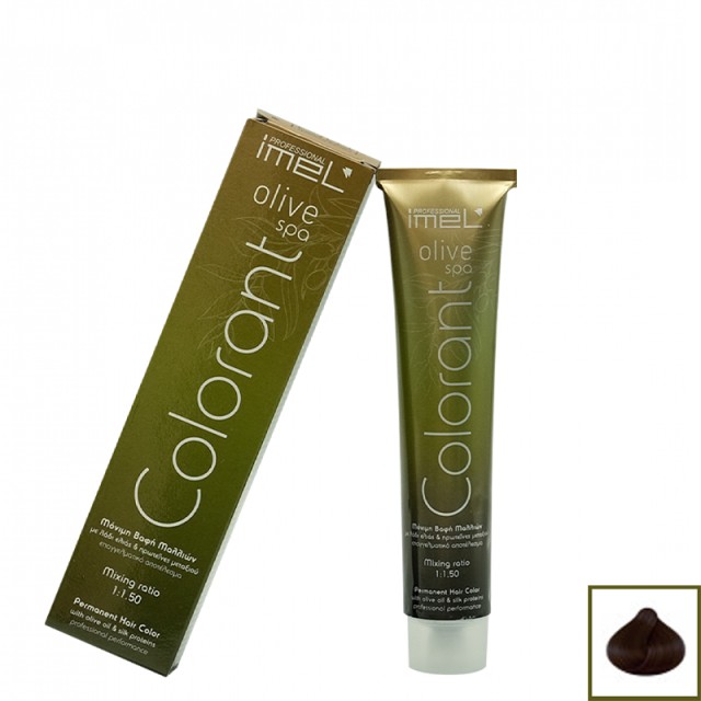 Imel Olive Spa Νο4.1, Καστανό Σταχτί, Επαγγελματική Mόνιμη Bαφή Mαλλιών με Mετάξι & Λάδι Ελιάς, 100ml