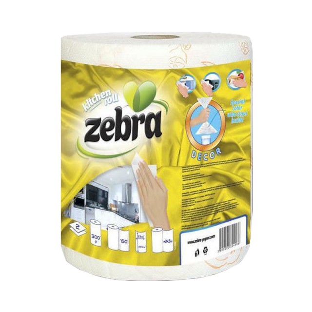 Zebra Décor, Χαρτί Κουζίνας 2 Φύλλων, 300g