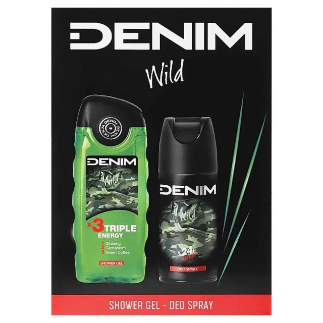 Denim Wild Ανδρικό Σετ Δώρου με Αποσμητικό EDT Deospray 150ml  & Shower Gel 250ml, 2τεμ.