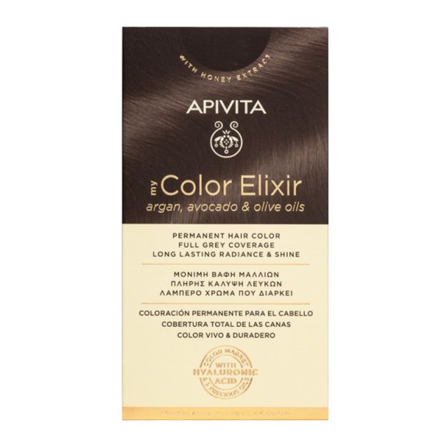 Apivita My Color Elixir Hair Kit, Μόνιμη Βαφή Μαλλιών ΧΩΡΙΣ ΑΜΜΩΝΙΑ - Ξανθό Σκούρο Μπεζ Περλέ 6.78 50ml