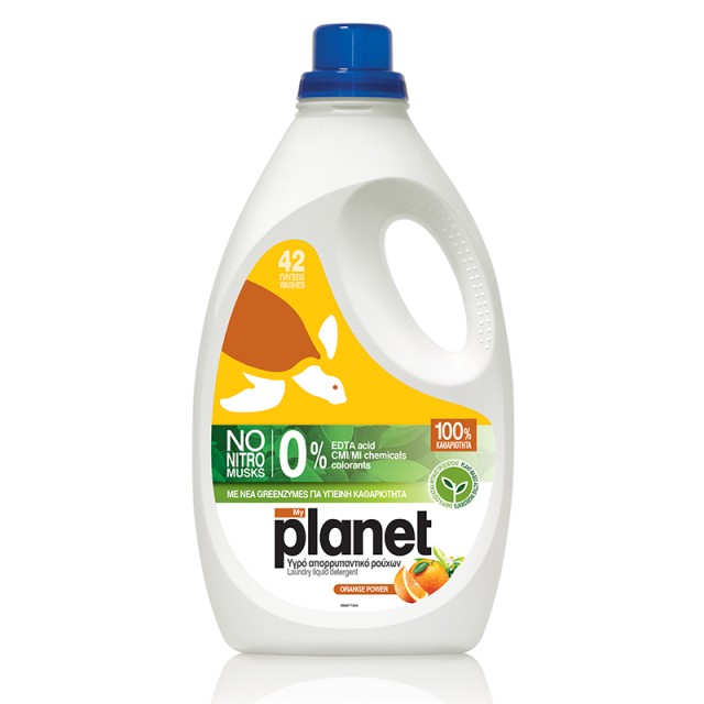 Planet Orange Power, Οικολογικό Υγρό Πλυντηρίου Ρούχων, 42μεζ. 2,1kg