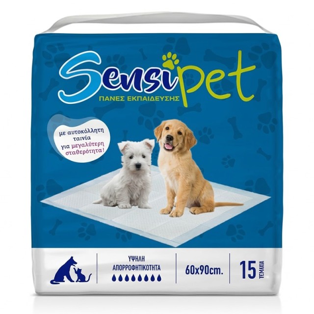 Sensipet Υποσέντονα για κατοικίδια 60x90 με αυτοκόλλητα & Sap 15τεμ.