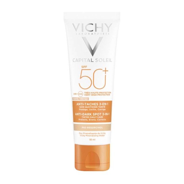 Vichy Capital Soleil Anti-Dark Spot 3in1 with Color SPF 50+, Αντιηλιακή Κρέμα Προσώπου με Χρώμα για Πανάδες, 50ml