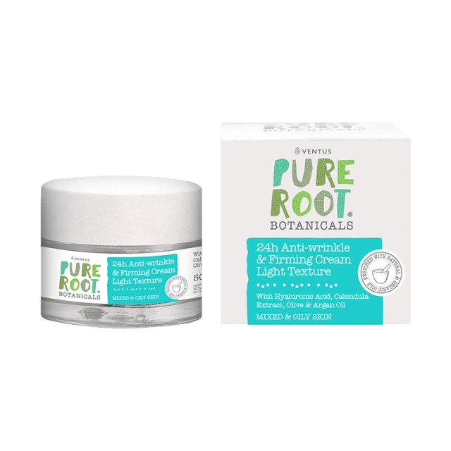 Pure Root 24ωρη Αντιρυτιδική & Συσφικτική Κρέμα με Ελαφριά Σύνθεση, Για όλες τις ηλικίες, Μικτό & Λιπαρό Δέρμα, 50ml