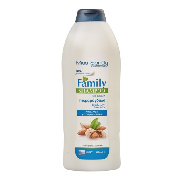 Miss Sandy Family Shampoo, Σαμπουάν Πικραμύγδαλο για Όλους τους Τύπους Μαλλιών, 1000ml