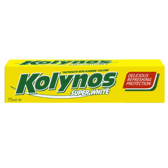 Kolynos Super White with Calcium & Fluoride, Οδοντόκρεμα με Φθόριο & Ασβέστιο για Λευκότερα Δόντια 75ml