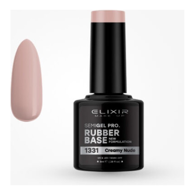 Elixir Rubber Base Coat Creamy Nude Νο1331 Βάση Ημιμόνιμου 8 ml